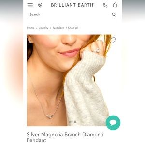 Brilliant Earth Silver Magnolia Branch Diamond Pendant and Earrings - Brand New!